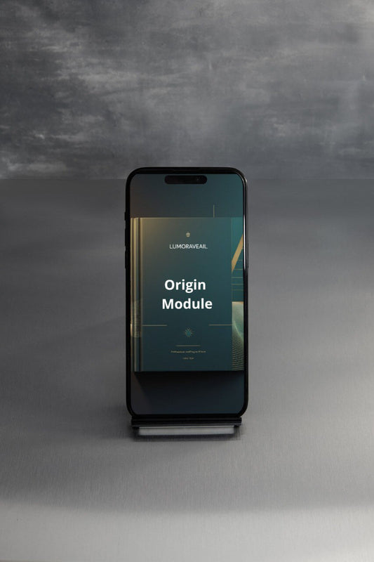 Smartphone displaying 'Origin Module' course on a gray background