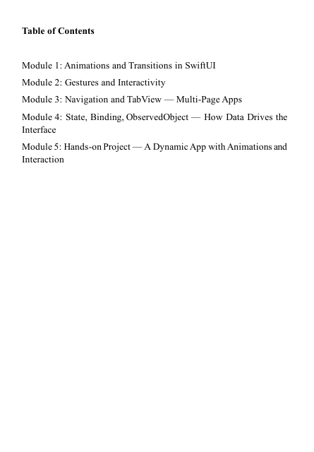 Text-based 'Flow Key' course content for a Swift development 
