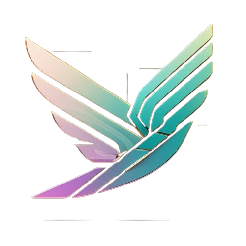 Icon gradient wing-shaped logo with pastel colors