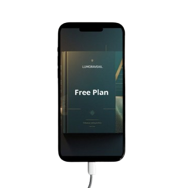 Smartphone with a free plan app displayed on a white background